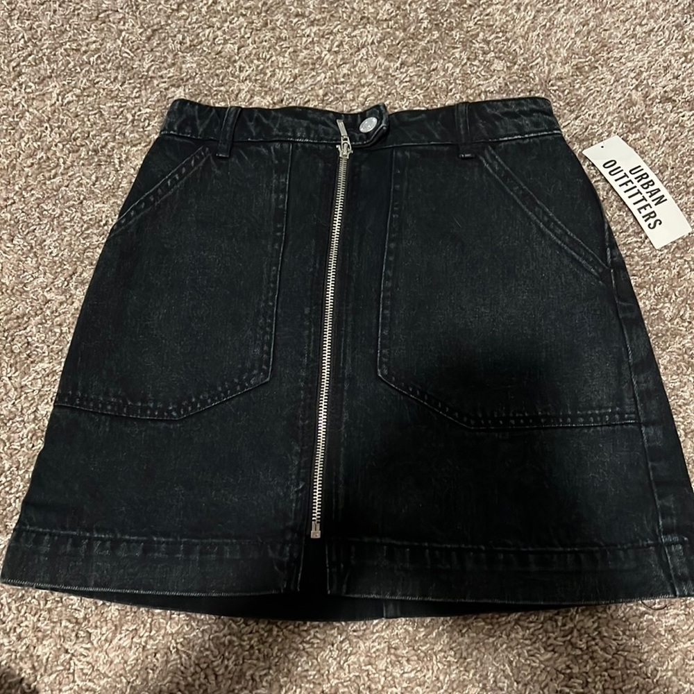 BDG black denim skirt